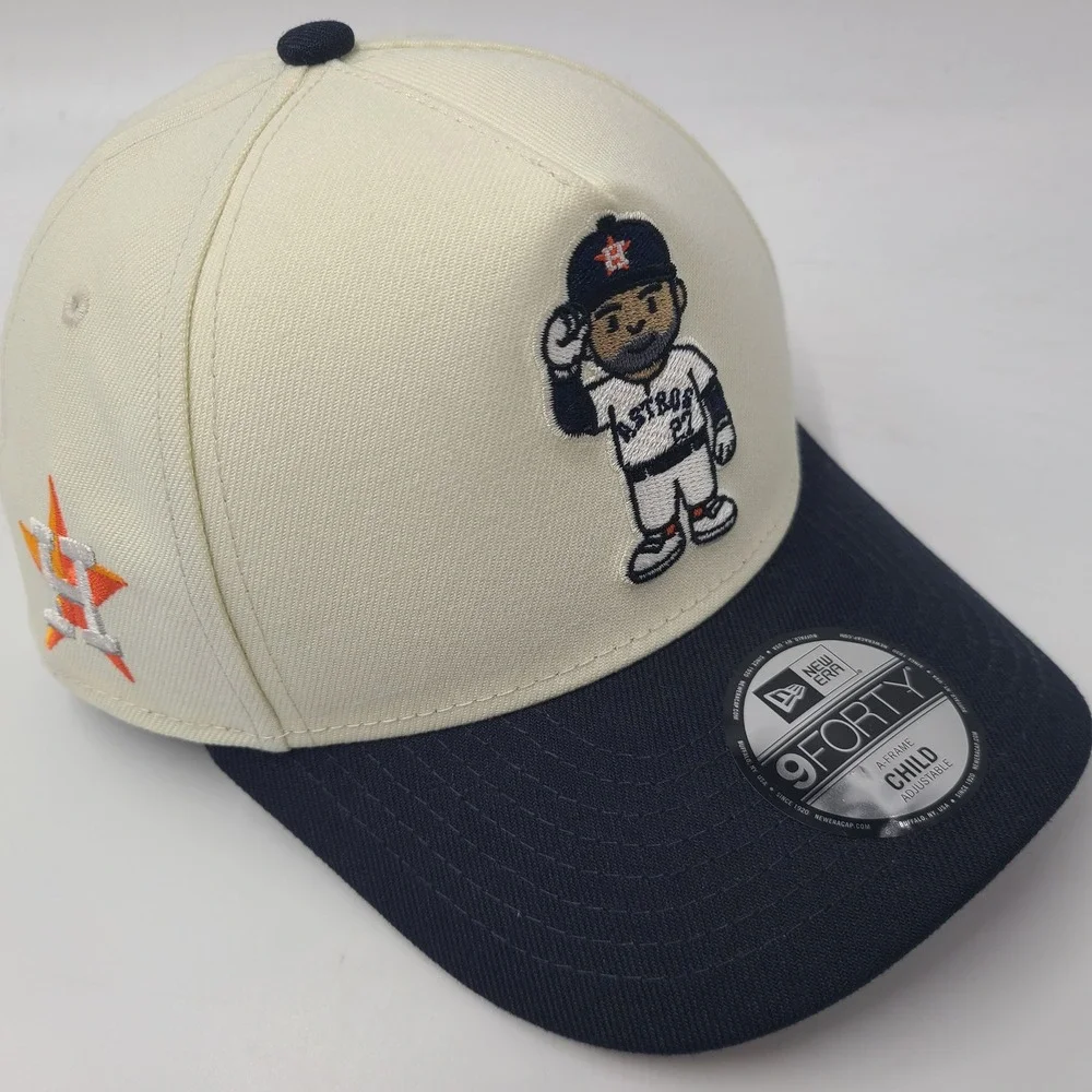 Child Houston Astros Hat Snapback New Era 9Forty Cream Blue MLB Jose Altuve Boys